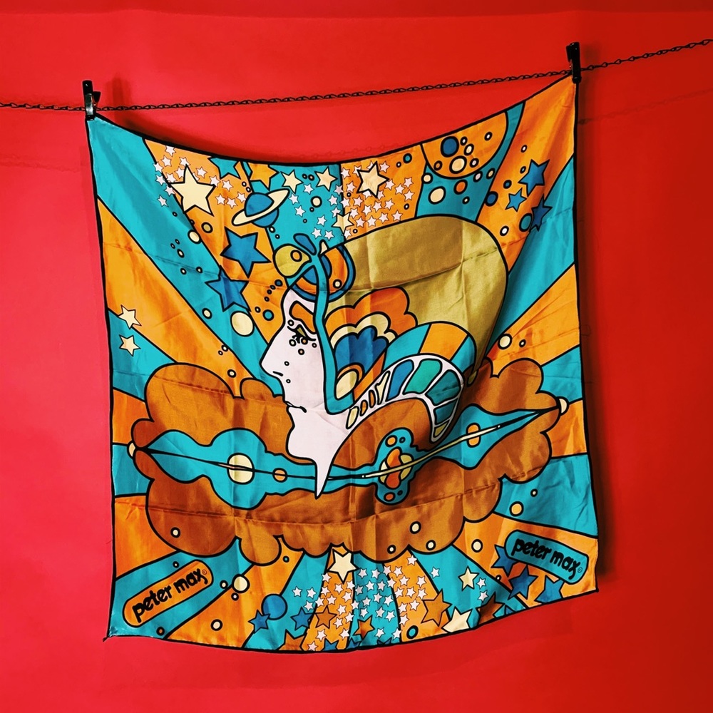 RARE Vintage 1970’s Peter Max Silk Scarf